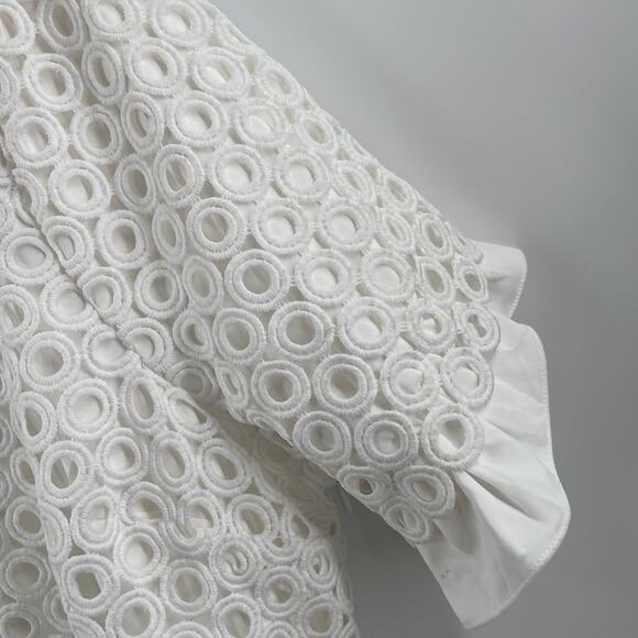 ENGLISH FACTORY Dress Size 1X White Eyelet Mixed Media Bridal Wedding Shower NWT - Picture 8 of 12